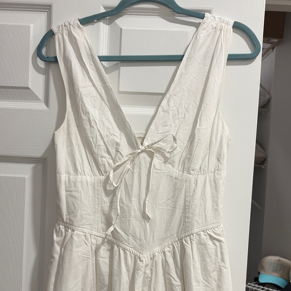 White Midi Dropwaist Corset Dress- Medium